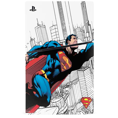 DC Comics Superman Super Speed Flying Over City PS5 Slim Disk Bundle Skin