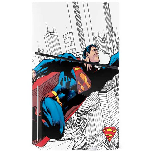 DC Comics Superman Super Speed Flying Over City PS5 Slim Disk Console Skin