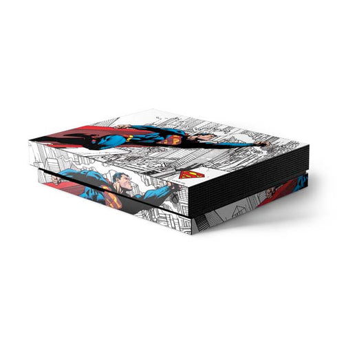 DC Comics Superman Super Speed Flying Over City Xbox One X Console Skin