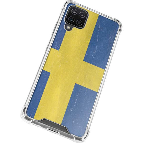 Sweden Flag Distressed Galaxy A12 Clear Case