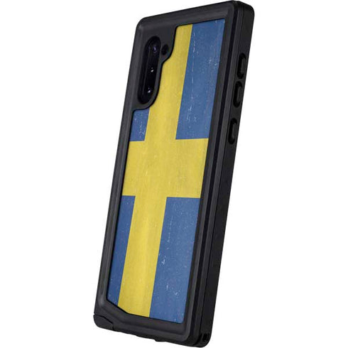 Sweden Flag Distressed Galaxy Note 10 Waterproof Case