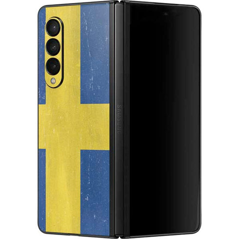 Sweden Flag Distressed Galaxy Z Fold3 5G Skin
