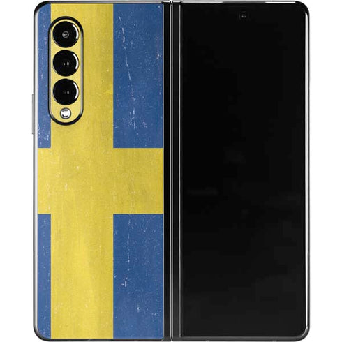 Sweden Flag Distressed Galaxy Z Fold3 5G Skin