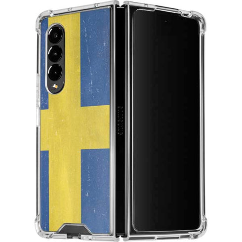 Sweden Flag Distressed Galaxy Z Fold4 5G Clear Case