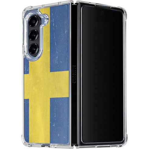 Sweden Flag Distressed Galaxy Z Fold5 5G Clear Case