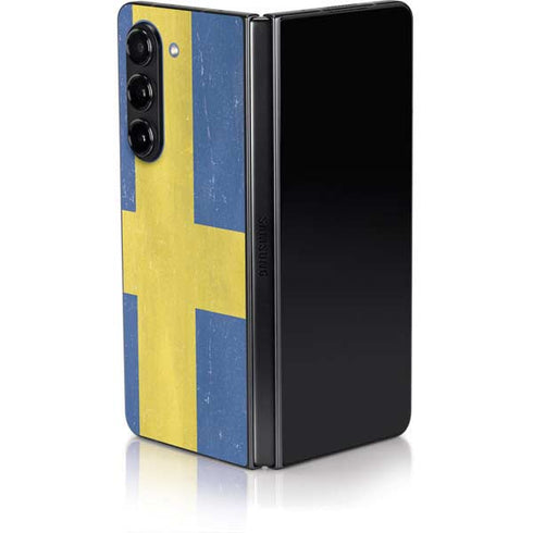 Sweden Flag Distressed Galaxy Z Fold5 5G Skin