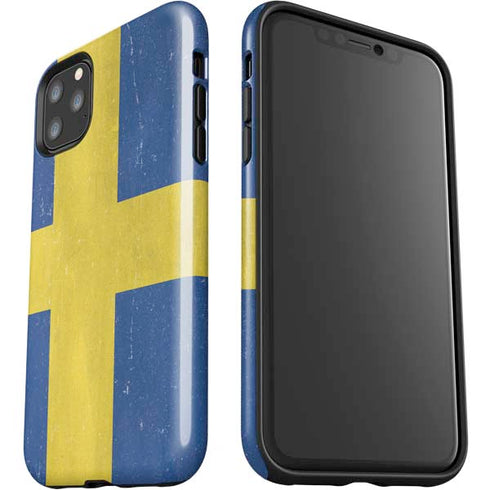 Sweden Flag Distressed iPhone 11 Pro Max Impact Case