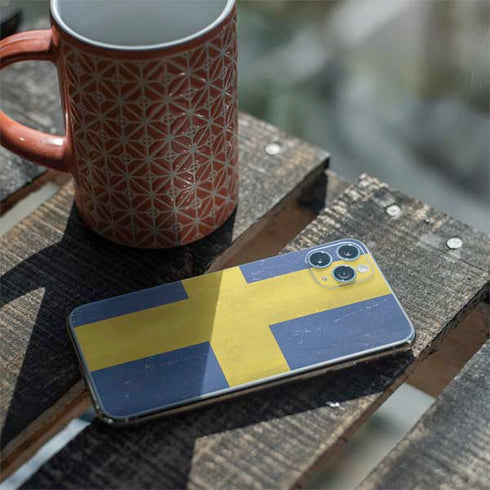 Sweden Flag Distressed iPhone 11 Pro Max Skin