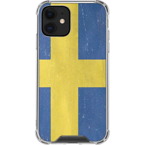 Sweden Flag Distressed iPhone 12 Clear Case