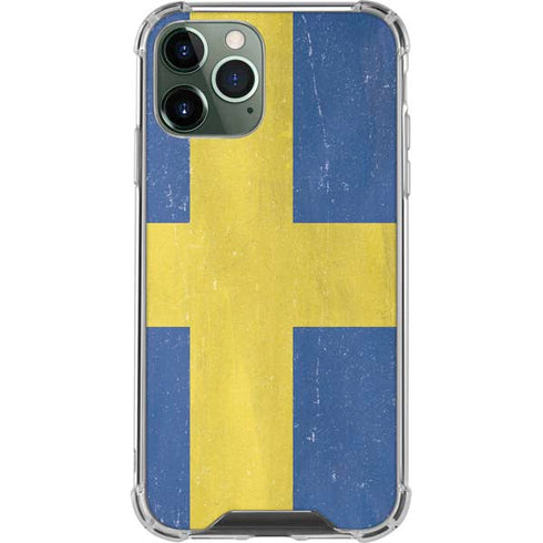 Sweden Flag Distressed iPhone 12 Pro Max Clear Case