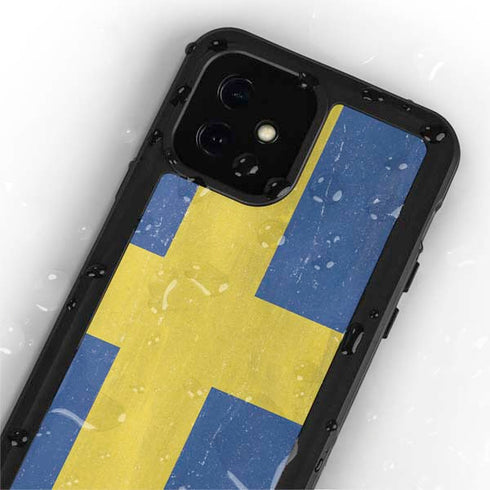 Sweden Flag Distressed iPhone 12 Waterproof Case