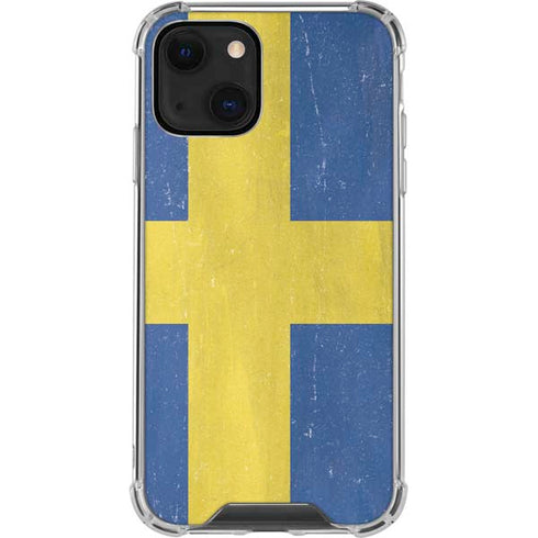 Sweden Flag Distressed iPhone 13 Mini Clear Case