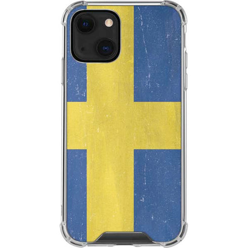 Sweden Flag Distressed iPhone 14 Clear Case
