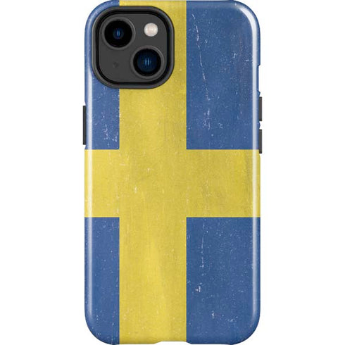Sweden Flag Distressed iPhone 15 Plus Impact Case