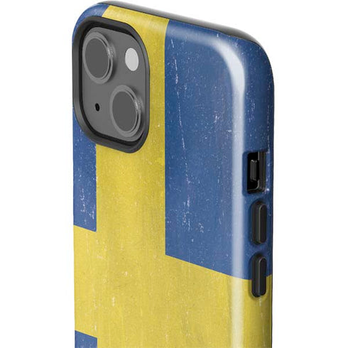 Sweden Flag Distressed iPhone 15 Plus Impact Case