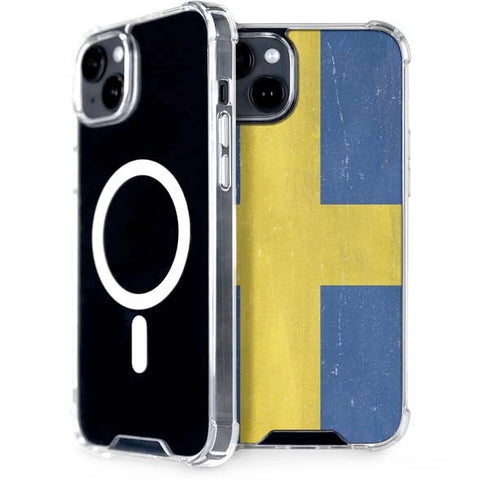 Sweden Flag Distressed iPhone 14 Plus MagSafe Case