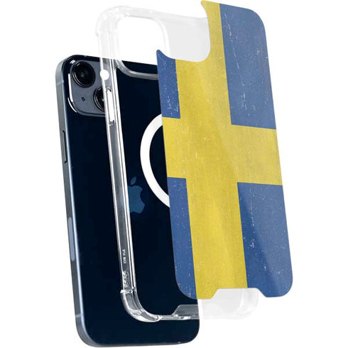 Sweden Flag Distressed iPhone 15 Plus MagSafe Case