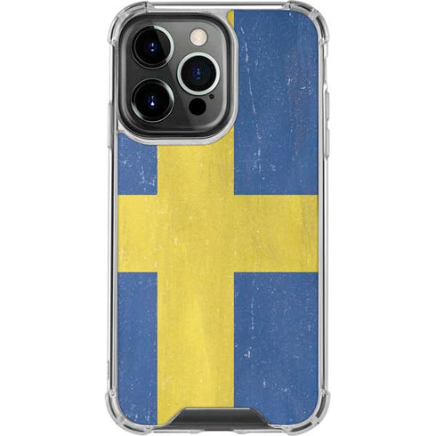 Sweden Flag Distressed iPhone 15 Pro Clear Case