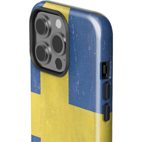 Sweden Flag Distressed iPhone 14 Pro Impact Case