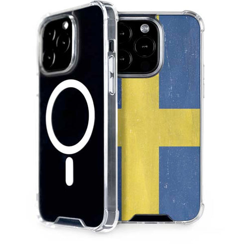 Sweden Flag Distressed iPhone 14 Pro MagSafe Case