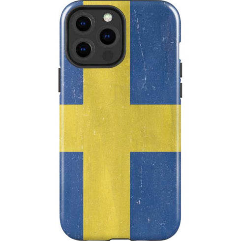 Sweden Flag Distressed iPhone 15 Pro Max Impact Case
