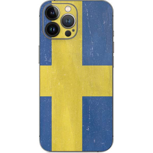 Sweden Flag Distressed iPhone 14 Pro Max Skin