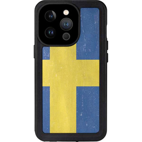 Sweden Flag Distressed iPhone 14 Pro Waterproof Case