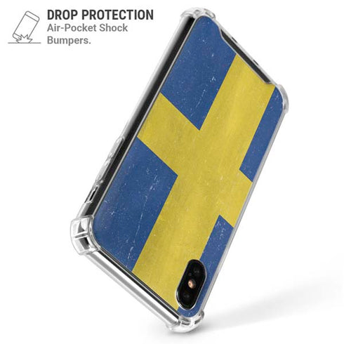 Sweden Flag Distressed iPhone XS Max Clear Case