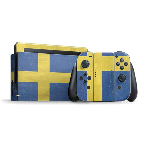 Sweden Flag Distressed Nintendo Switch Bundle Skin