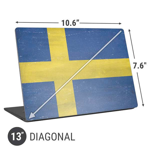 Sweden Flag Distressed Universal Laptop 13in (10.6 x 7.6in) Skin