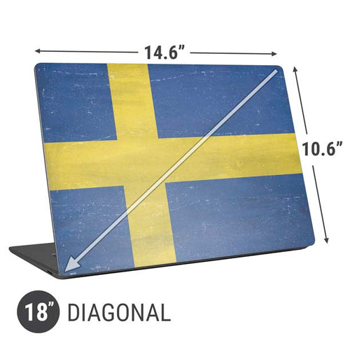 Sweden Flag Distressed Universal Laptop 18in (14.6 x 10.6in) Skin