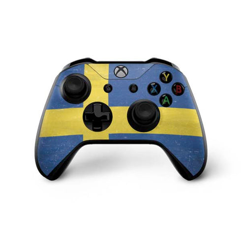 Sweden Flag Distressed Xbox One X Controller Skin