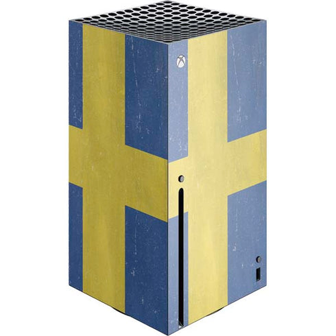 Sweden Flag Distressed Xbox Series X Console Skin