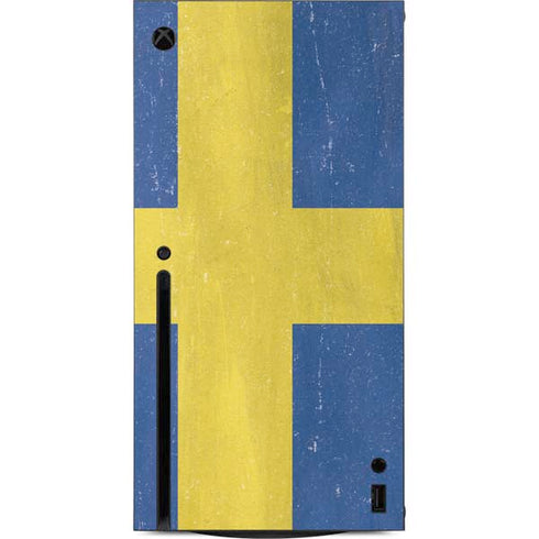 Sweden Flag Distressed Xbox Series X Console Skin