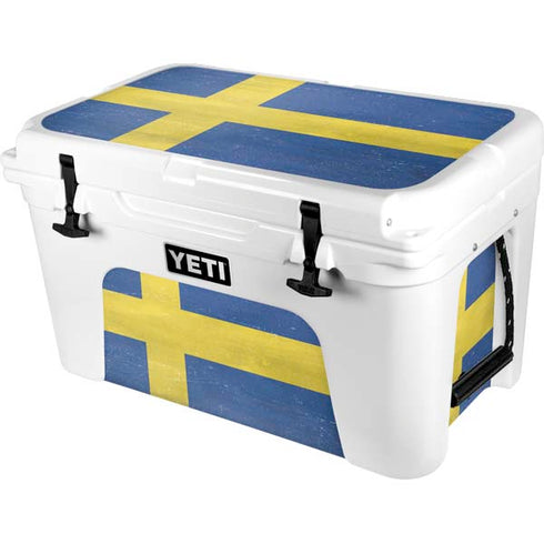 Sweden Flag Distressed YETI Tundra 45 Hard Cooler Skin