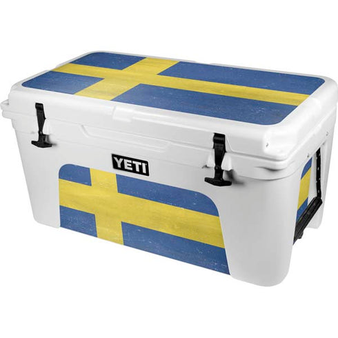 Sweden Flag Distressed YETI Tundra 65 Hard Cooler Skin
