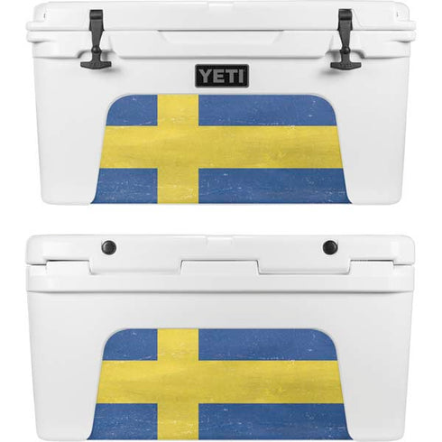 Sweden Flag Distressed YETI Tundra 65 Hard Cooler Skin