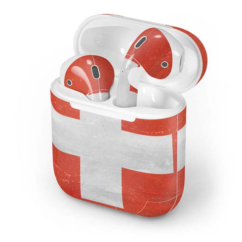 Switzerland Flag Distressed Apple AirPods Skin