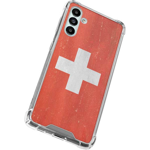 Switzerland Flag Distressed Galaxy A13 5G Clear Case