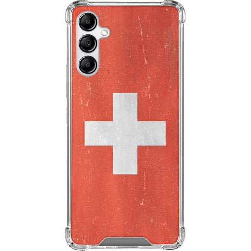 Switzerland Flag Distressed Galaxy A14 5G Clear Case