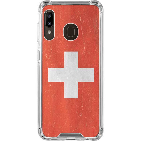 Switzerland Flag Distressed Galaxy A30 Clear Case