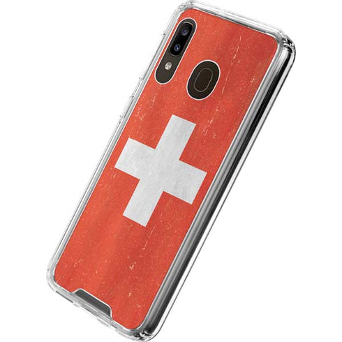 Switzerland Flag Distressed Galaxy A30 Clear Case
