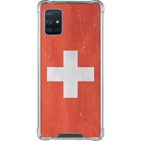 Switzerland Flag Distressed Galaxy A51 5G Clear Case