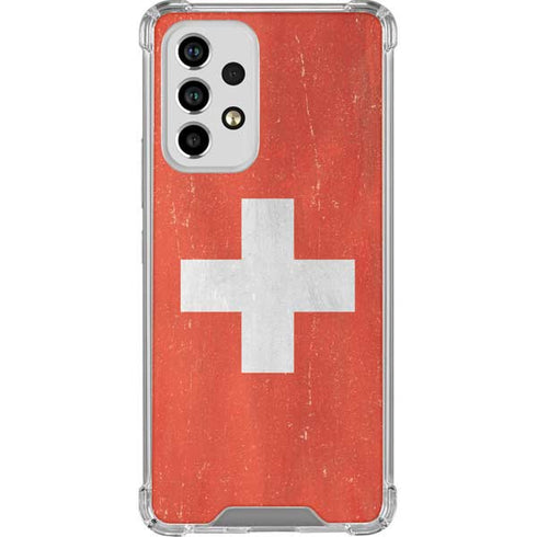 Switzerland Flag Distressed Galaxy A53 5G Clear Case