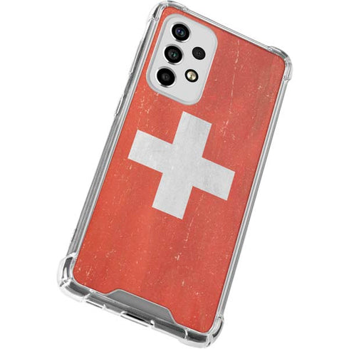 Switzerland Flag Distressed Galaxy A53 5G Clear Case
