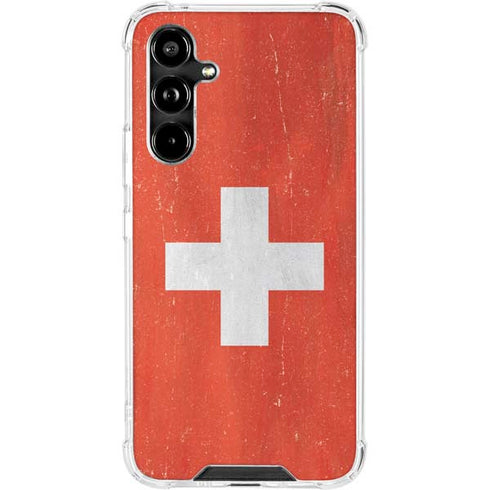 Switzerland Flag Distressed Galaxy A54 5G Clear Case