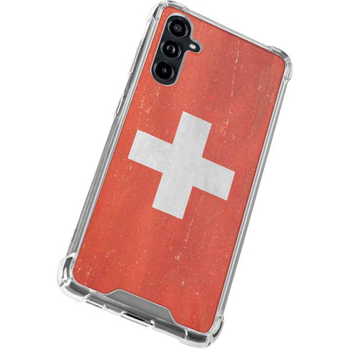 Switzerland Flag Distressed Galaxy A54 5G Clear Case