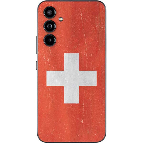 Switzerland Flag Distressed Galaxy A54 5G Skin
