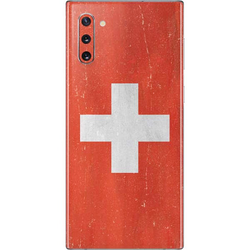 Switzerland Flag Distressed Galaxy Note 10 Skin