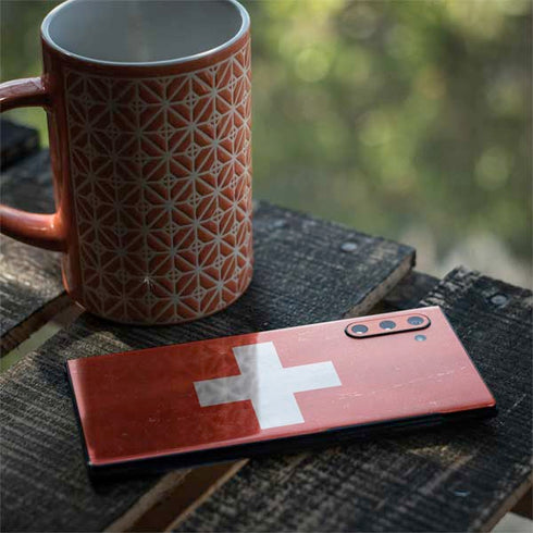 Switzerland Flag Distressed Galaxy Note 10 Skin